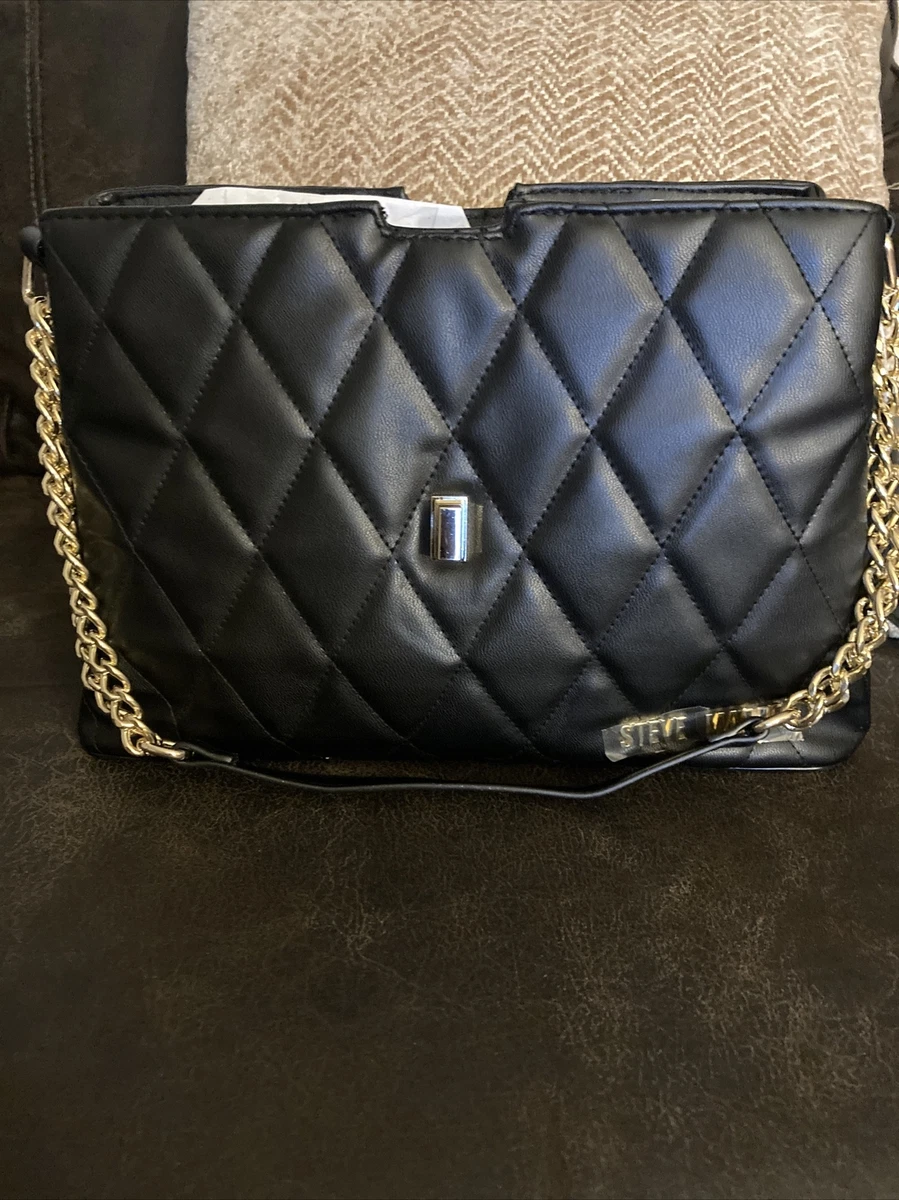 Steve madden black cheap bag with gold chain