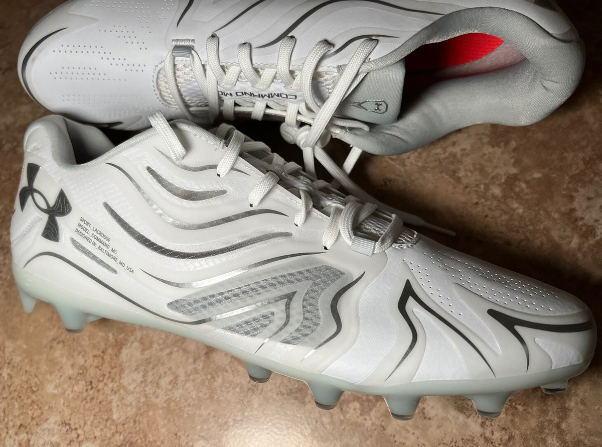 Under Armour Men’s Command MC Mid Lacrosse\' White and Gray Cleats Size 14 Amazon.com | Under Armour Men main image 2