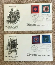 ((2)) First Day of Issue ~ Mixed ~ Amish Quilts ~ 2001 ~ Estate Find # 439