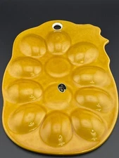 Deviled Egg Plate Ceramic Serving Dish Yellow 10 Egg Holder Made in Japan NWOT
