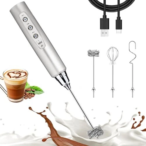 Milk Frother Wand for Coffee, Frother Handheld Silver Without Stand