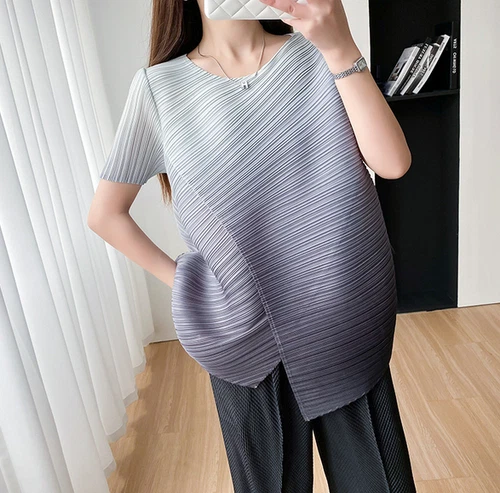 Pleats Please Womens Pleated Top Gradient Mid Length Blouse Shirts Tops - Picture 9 of 12