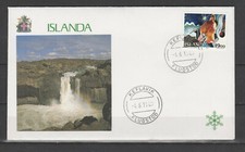 Etb/  enveloppe ISLANDE   timbre de noël   1988  chute d'eau  1989