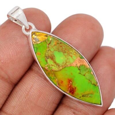 Komposit Kupfer Grün Türkis 925 Sterling Silber Anhänger Schmuck CP73331