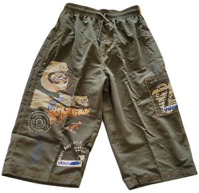 Naturana Badeshorts Jungen Freizeitshorts lang Badehose oliv-orange Gr. 140