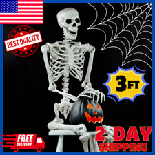 3FT Halloween Skeleton Decor Realistic Poseable Skeleton with Movable Joints