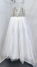 Flower Girl Communion Dress with Corset Back Beaded Top and Sparkly Tulle Sz 12