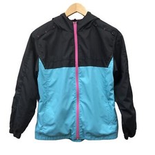 BCG Jacket Womens XL Blue Black Pink Full Zip Hooded Lined Pockets