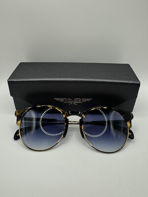 Police SPL738 Tortoise/Blue Round Designer Sunglasses NEW 