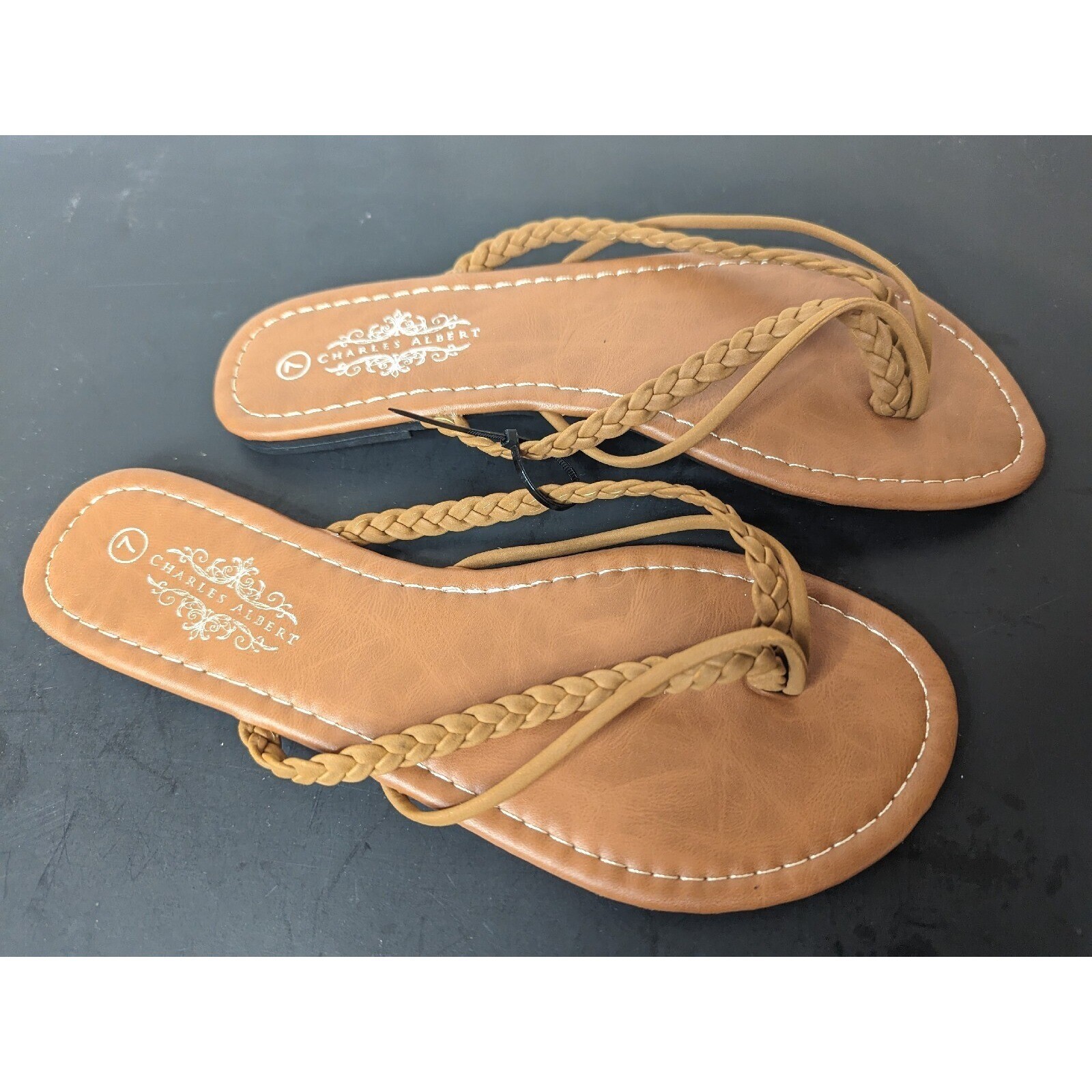 APL CHARLES ALBERT Sandali Donna 7M Marrone Vegan Pelle FAB Marrone Intrecciato Boho Nuovi