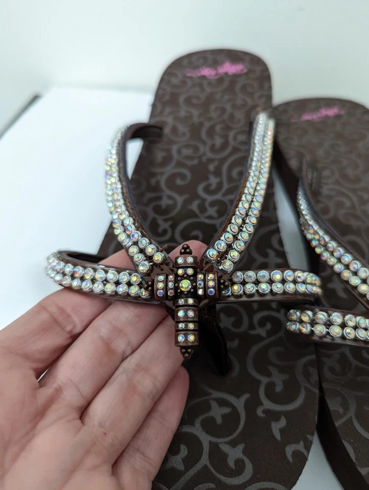 Chanclas para mujer Blazin Roxx Hayley marrón cruz estrás talla 11M Foto 3 de 4