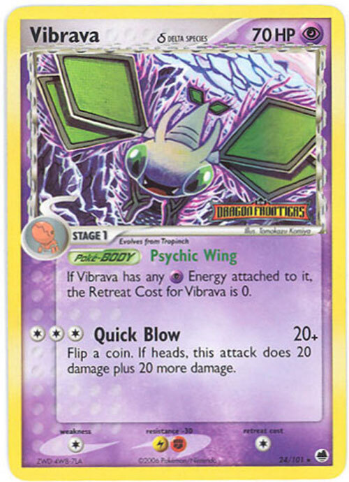 Pokemon Card - Dragon Frontiers 24/101 - VIBRAVA (reverse holo) - NM
