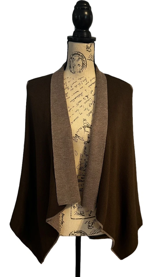 Chaleco Romeo & Juliet Couture Tejido Cascada Abierta Para Mujer Mediano Marrón Tostado Nuevo Foto 4 de 4