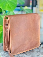 Men's Protected Leather Vintage Laptop Messenger Handmade Briefcase Bag Satchel