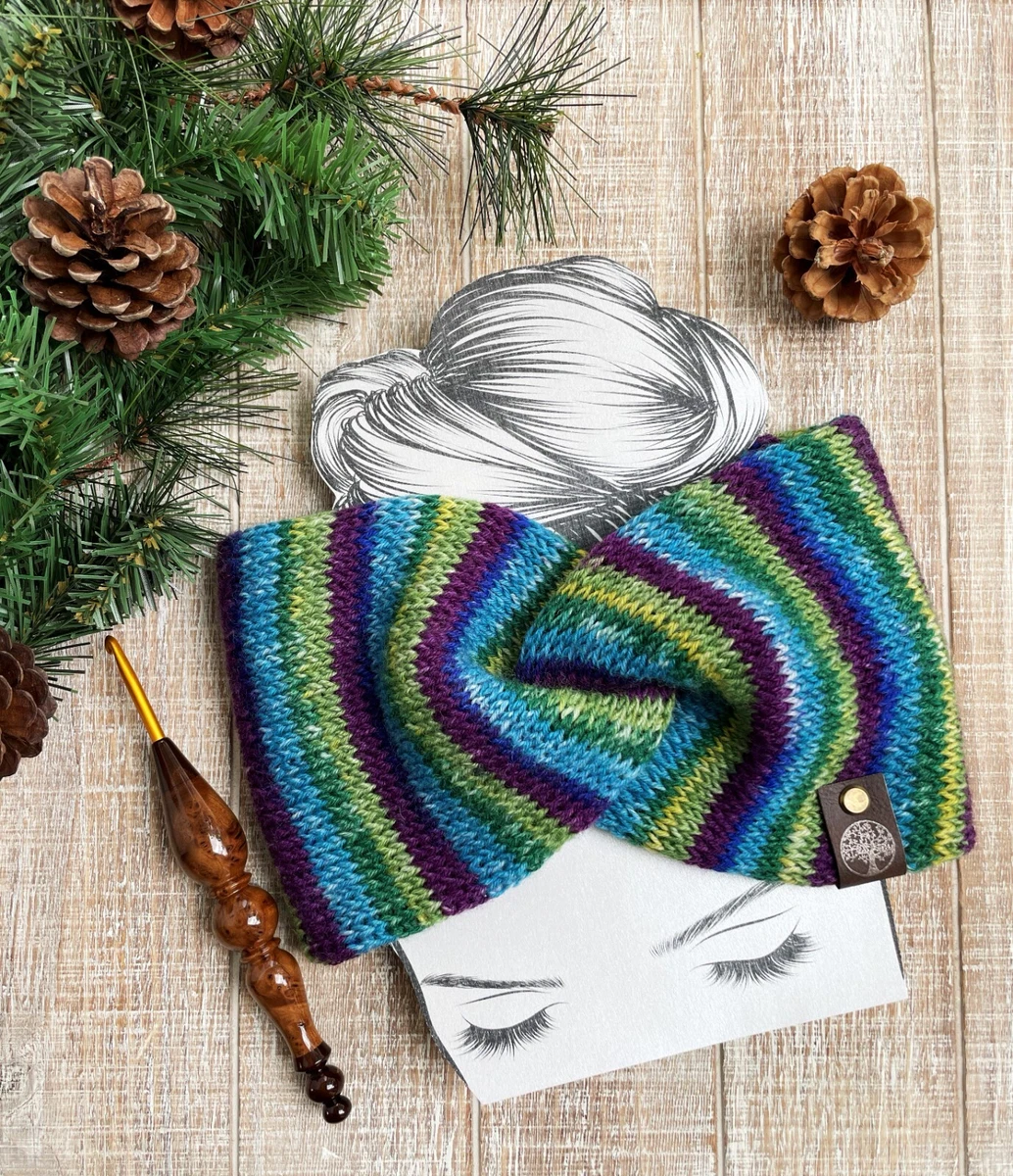 Handmade Stripe Wool Blend Twist Crochet Warm Wide Headband Ear