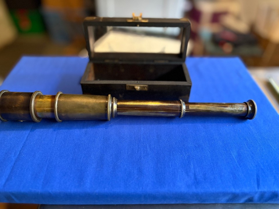 Vintage Telescope To Her Majesty Royal Navy A. Maspoli London - 1915 Wooden Box