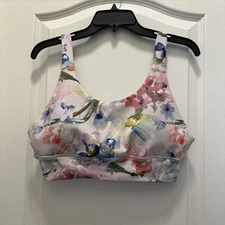 Women's RBX Floral Athletic Sports Bra Crop Tank- Size Large Padded Wireless