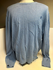 Polo Ralph Lauren Men's Blue Knit Cotton Crew Neck Pullover Sweater Logo XL