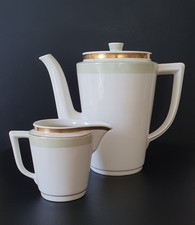 ROYAL COPENHAGEN Kaffeekanne Milchk&auml;nnchen Gr&uuml;n Pastell Broager Streifen