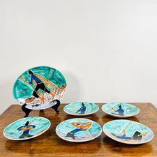Magnificent set of 5 plates and 1 platter by Cesare Sartori for Sica