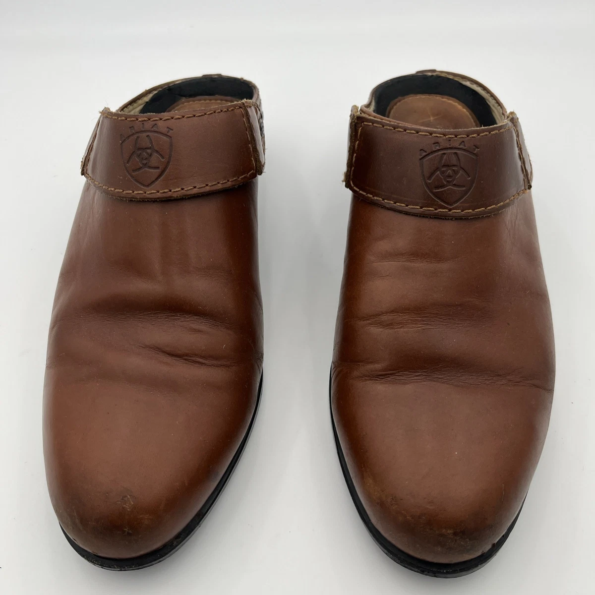 Ariat Distressed Brown Leather Slip-On Mules? Ariat Leather Upper Brown Comfort Shoes for Women for sale  main image 4