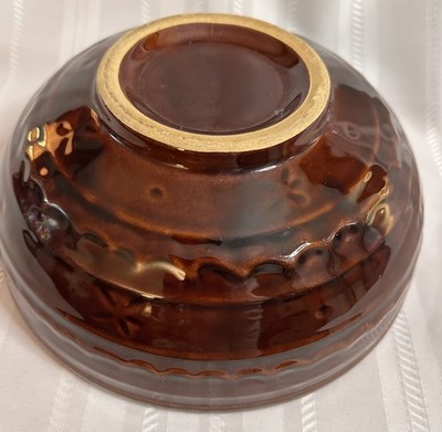 Vintage Stoneware 10  Bowl Marcrest Daisy & Dot Line Oven Proof NICE!