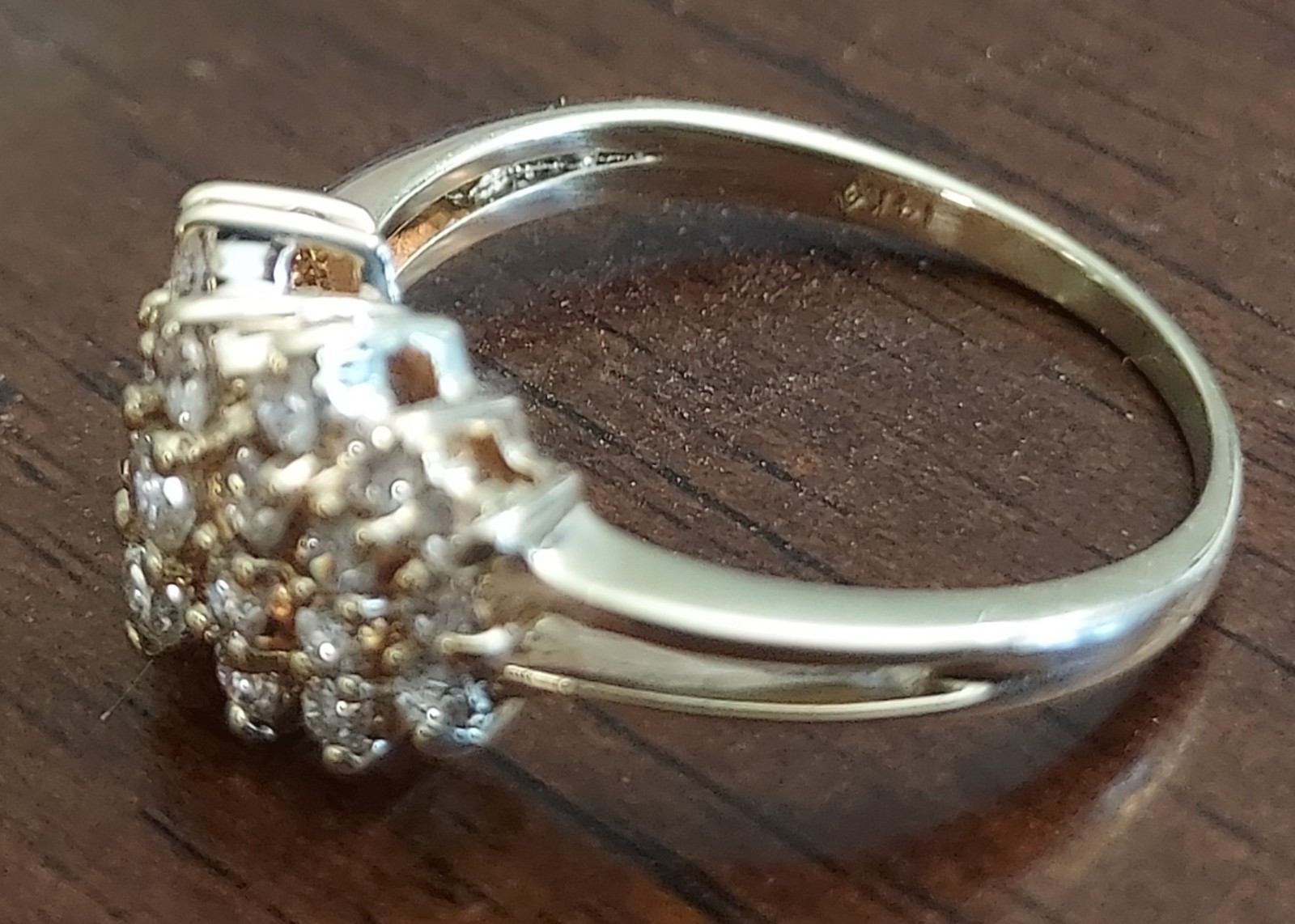 Si2 14K Yellow Gold Diamond Ring Cluster .500 Carat SI1-SI2 25 Natural Size ...