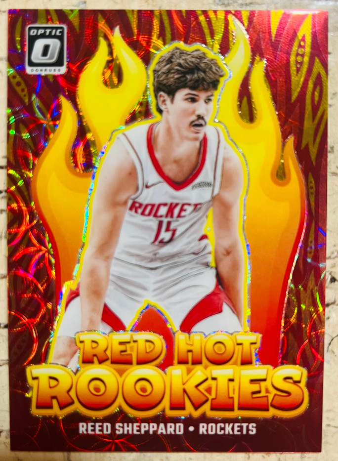 Reed Sheppard 2024-25 Panini Donruss Optic 25/99 Red Choice Red Hot Rookies RC