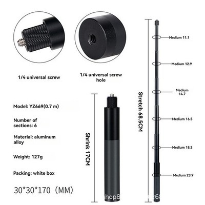 Invisible Selfie Stick with Rotation Handle Extension Pole for Insta360 X5/X4/X3