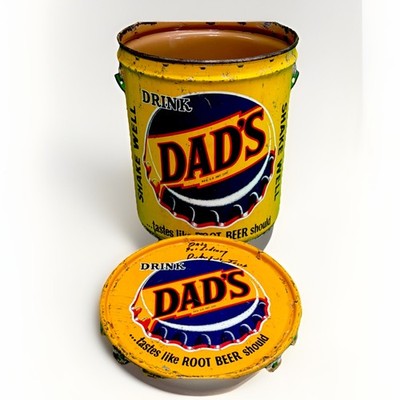 Dads Root Beer bottlers syrup 5 Gallon  metal Bucket with lid VNT circa 1959