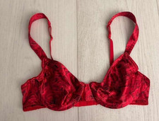 Vintage Victoria's Secret Second Skin Satin Bra 34B Red Roses Colorful