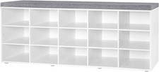 Fifteen-Cubby Shoe Storage Bench