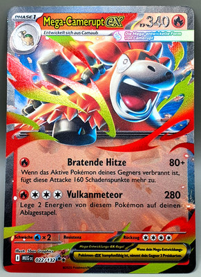 Mega Camerupt ex NEU! Mega Entwicklungen 022/132 Pokemon Karte Holo Near Mint