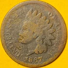 1867 U.S. INDIAN HEAD CENT PENNY 1c COIN (G/VG) Low Mintage!!