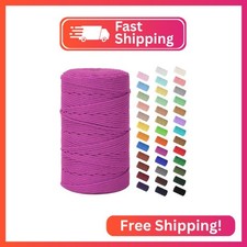 Macrame Cord 3mm x 220Yards 656Feet , Natural Cotton Macrame Rope - 4 Strands T