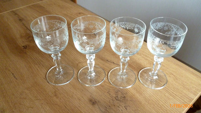 Set 4 Römer Kelchgläser Wein transparent Dekor Tschechoslowakei Vintage 60-70zig
