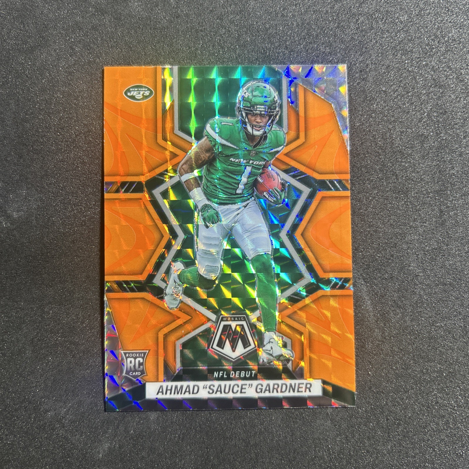 2022 Panini Mosaic - NFL Debut Ahmad Gardner Mosaic Reactive Orange Prizm (RC)