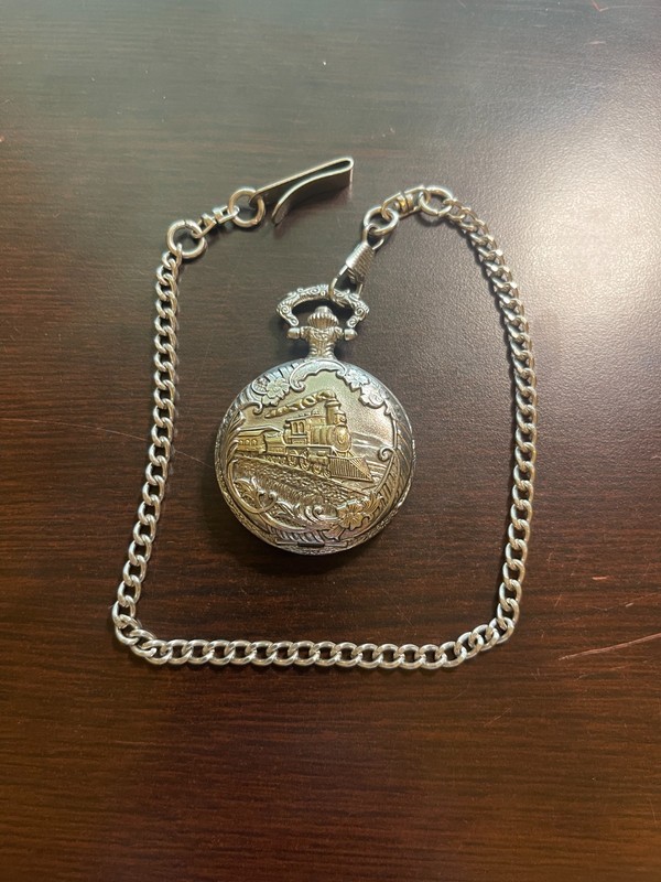 Pocket Watch with 15" Chain - Working - New Battery