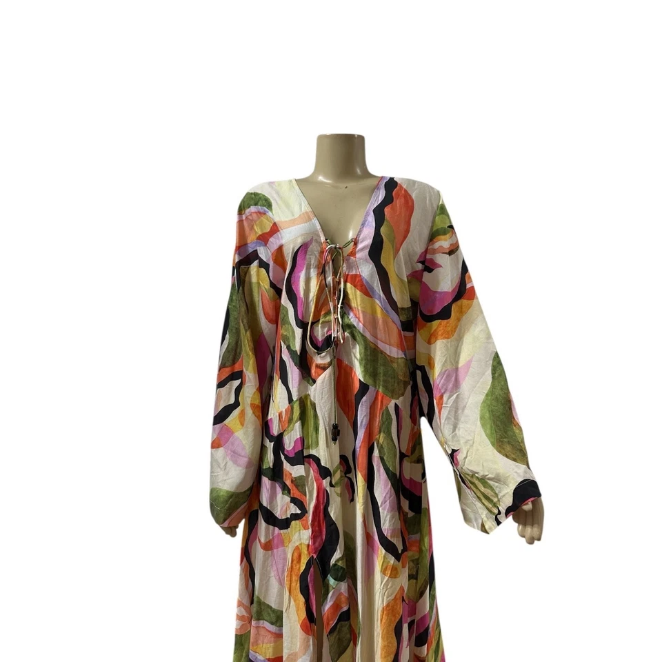 H&M Kaftan Long Maxi Dress Womens Large Bloggers Favorite Boho Oversized Hippie - Image 2 of 4