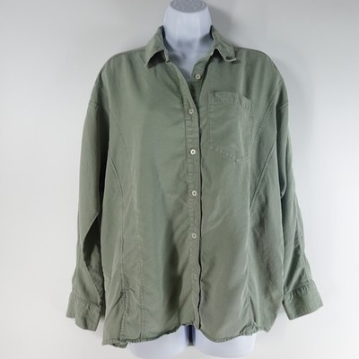 Vineyard Vines Top Women 4 Green Weekend Button Up Shirt Tencel Casual Coastal