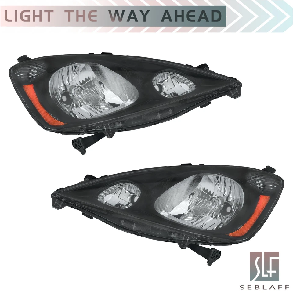 Par de faros de carcasa negros para Honda Fit 2009-2014 09-14 izquierda+derecha Foto 4 de 4