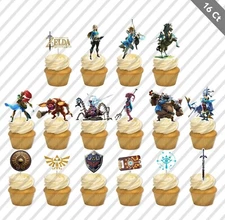 16 Zelda Breath of the Wild Cupcake Toppers Link Game Food Pick Favor Party Link