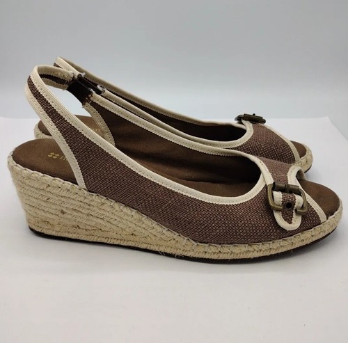 Naturalizer Sherene Wedge Sandal Womens 8½ M Slingback Espadrille Wedge Brown - Picture 7 of 22