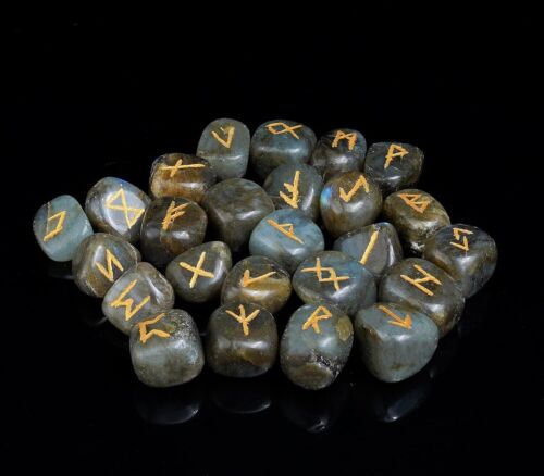 Pietre preziose Labradorite pietre runiche cristallo set guarigione 25 pezzi - Foto 4 di 6