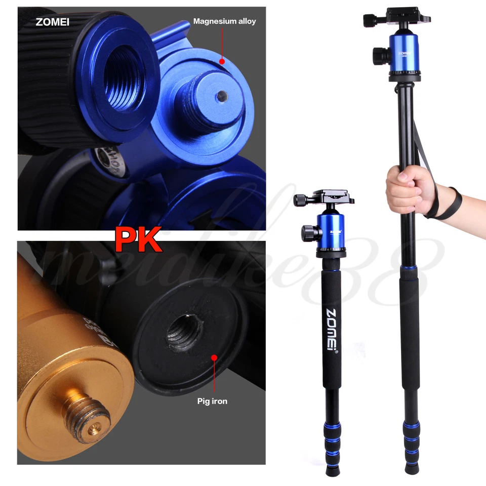 Zomei Z888 Portable Pro Adjustable Travel Tripod Monopod+BallHead For DSLRCamera - Image 4 of 4
