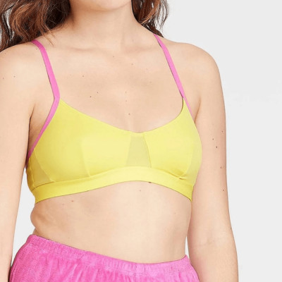 Colsie Target neon yellow Mesh lightly lined Bralette -L