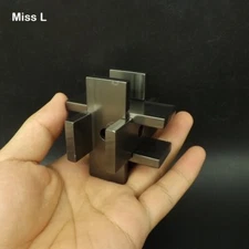 Brain Teaser Cage Puzzle 3D Solution Toy Pure Aluminium Alloy Metal Model Toy