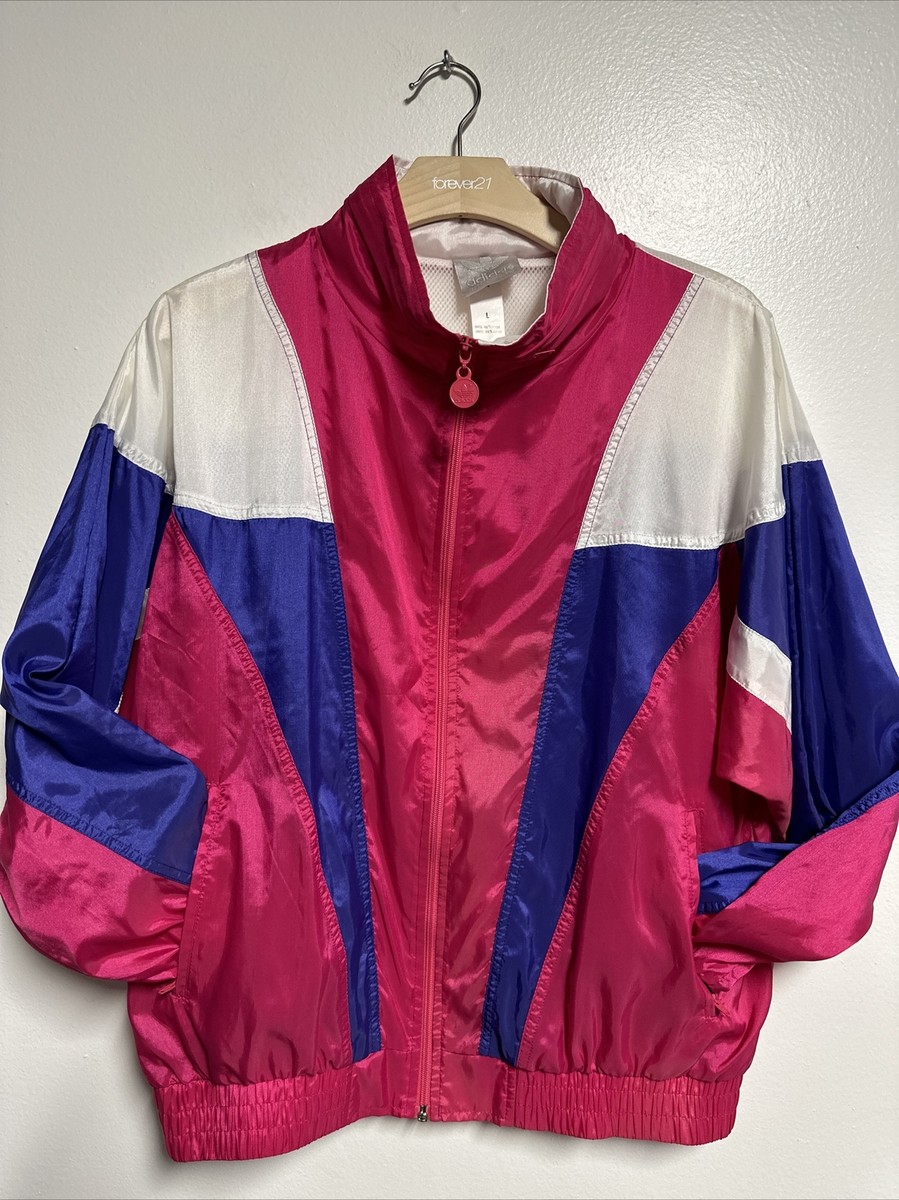 Vintage 90's ADIDAS Royal Blue & PINK White Track Jacket Sz LARGE