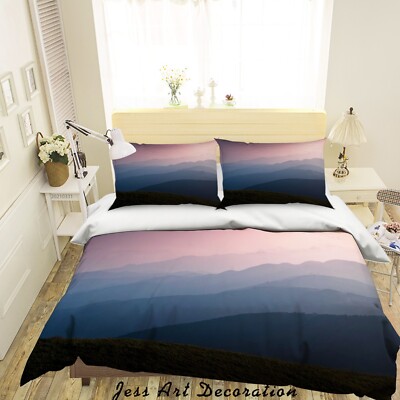 3D Sky Clouds Mountain Chain Color Quilt Cover Set Bedding Sets Pillowcases 64