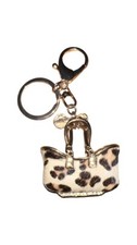 Leopard and Rhinestone Bling Purse Shaped Key Chain Purse Fob Bag Charm